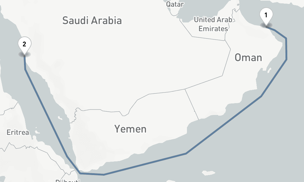 7 nights / 8 days, one-way from Muscat to Jeddah