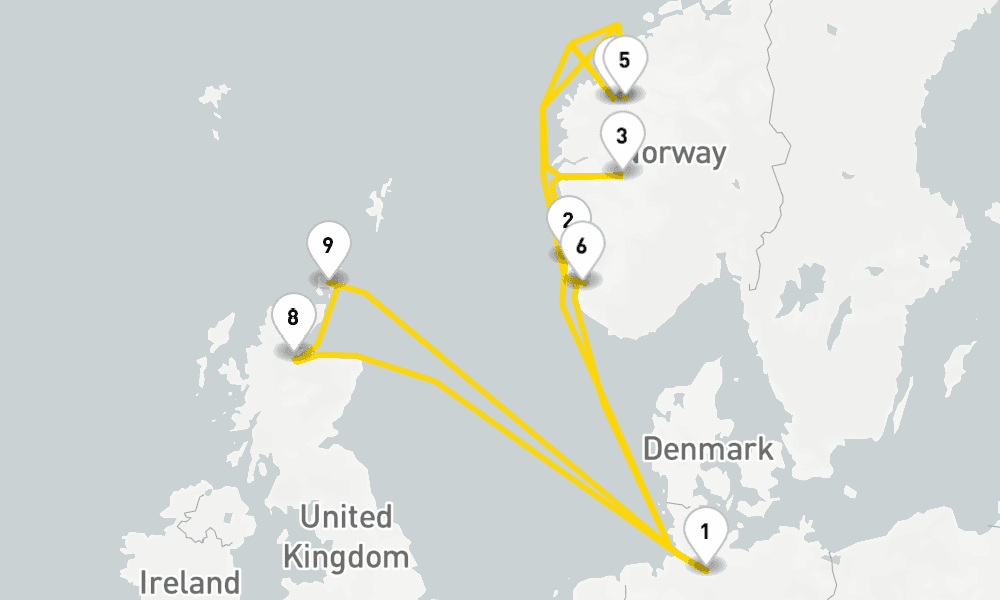 15 nights / 16 days, Hamburg Round trip