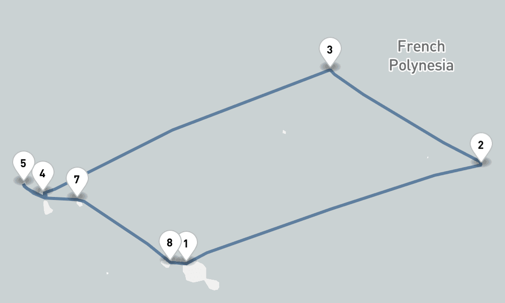 10 nights / 11 days, Papeete (Tahiti Island, French Polynesia) Round trip