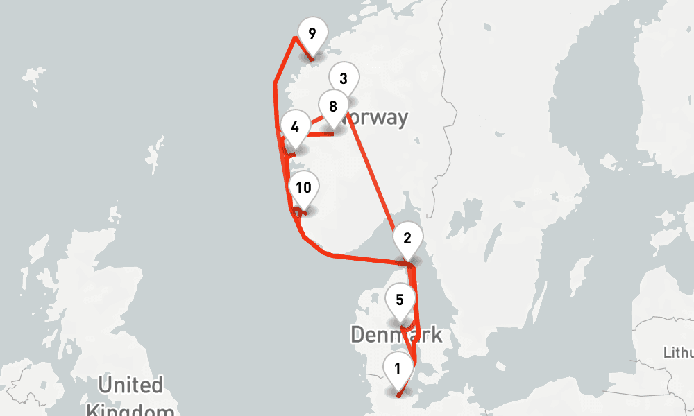 14 nights / 15 days, Kiel Round trip
