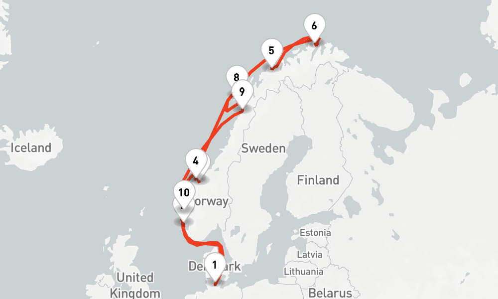14 nights / 15 days, Kiel Round trip