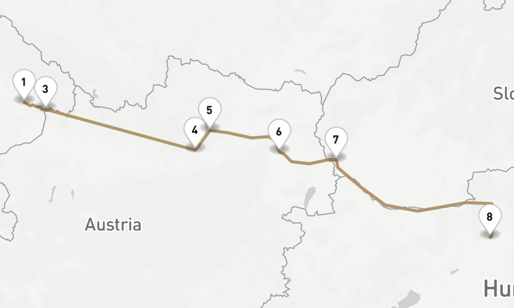 7 nights / 8 days, one-way from Vilshofen an der Donau to Budapest