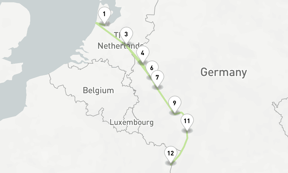 6 nights / 7 days, one-way from Amsterdam (Holland) to Strasbourg