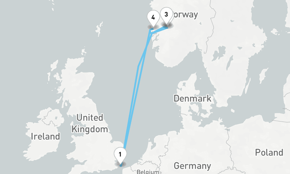 7 nights / 8 days, Dover (England) Round trip