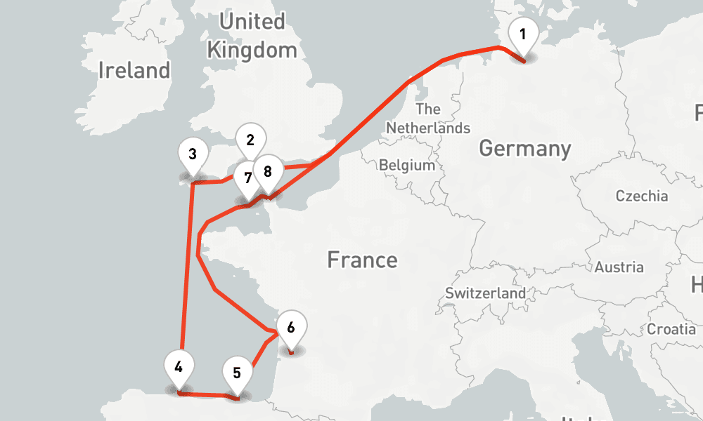 12 nights / 13 days, Hamburg Round trip