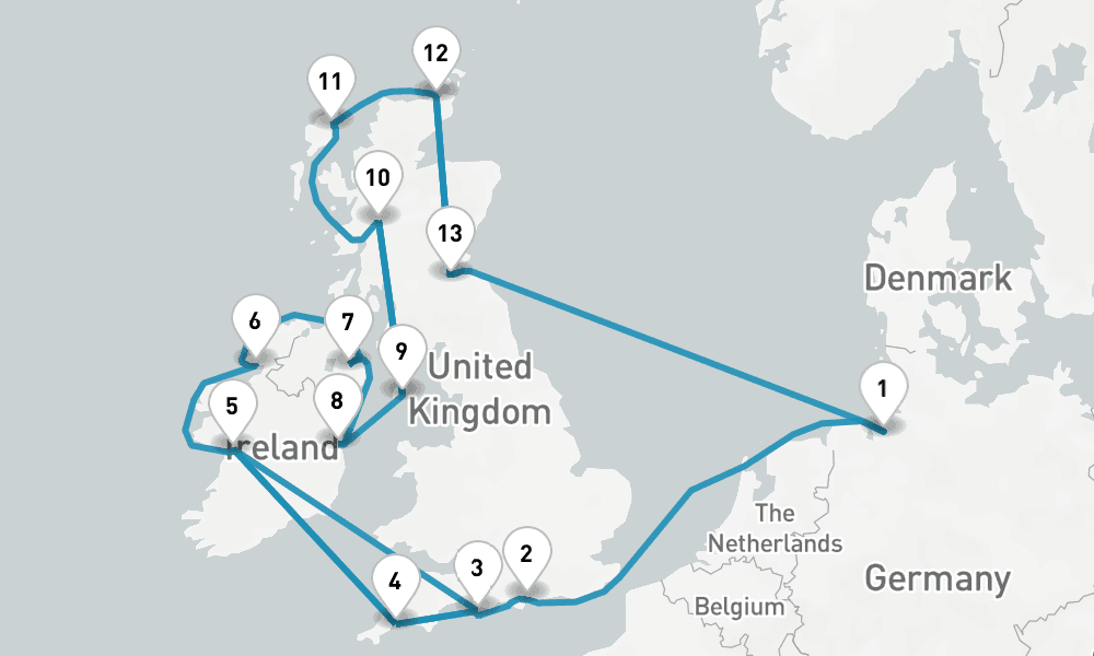 16 nights / 17 days, Bremerhaven (Bremen, Germany) Round trip