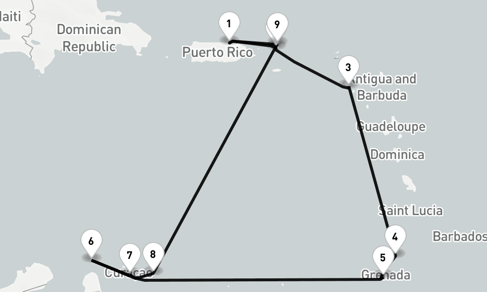 12 nights / 13 days, San Juan (Puerto Rico) Round trip