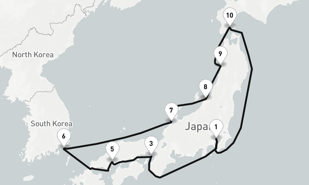 15 nights / 16 days, Tokyo Round trip
