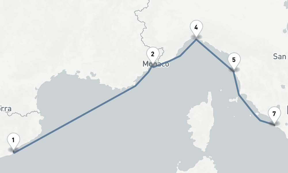 7 nights / 8 days, one-way from Barcelona to Civitavecchia (Rome, Italy)