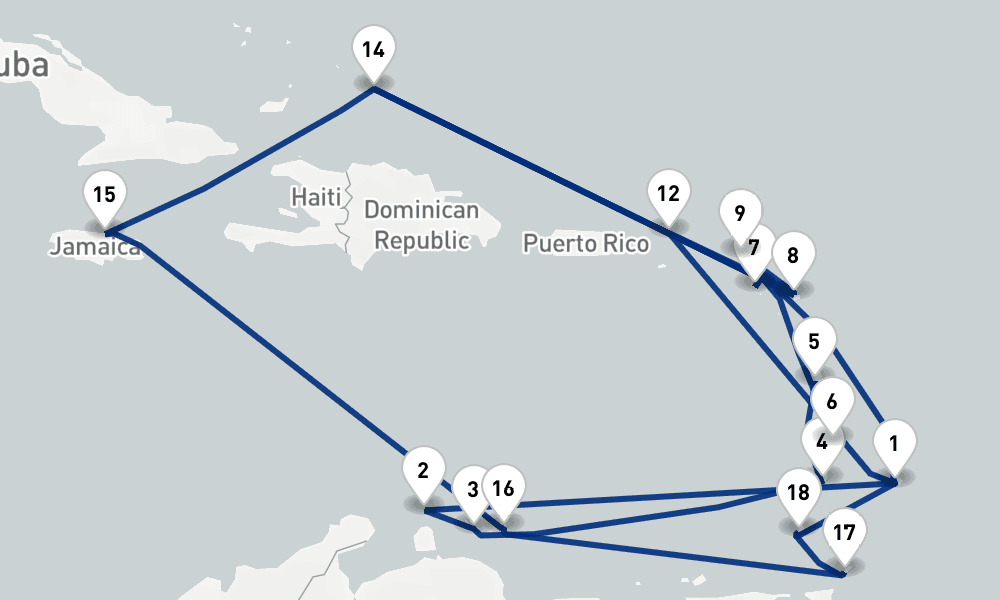 28 nights / 29 days, Bridgetown (Barbados) Round trip