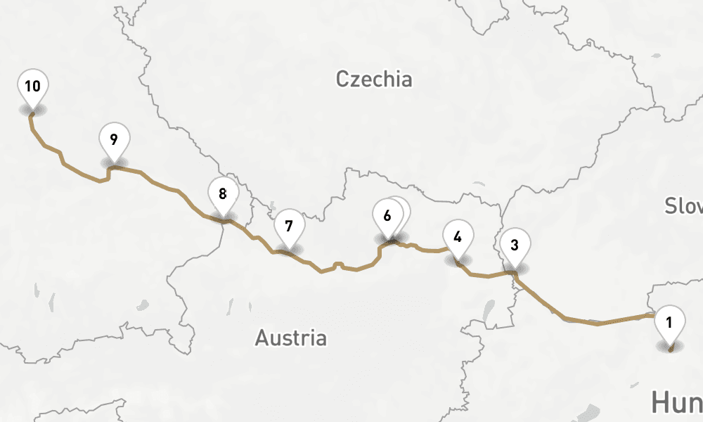 9 nights / 10 days, one-way from Budapest to Nuremberg