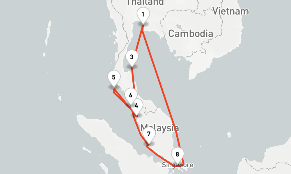 14 nights / 15 days, Laem Chabang (Bangkok, Thailand) Round trip