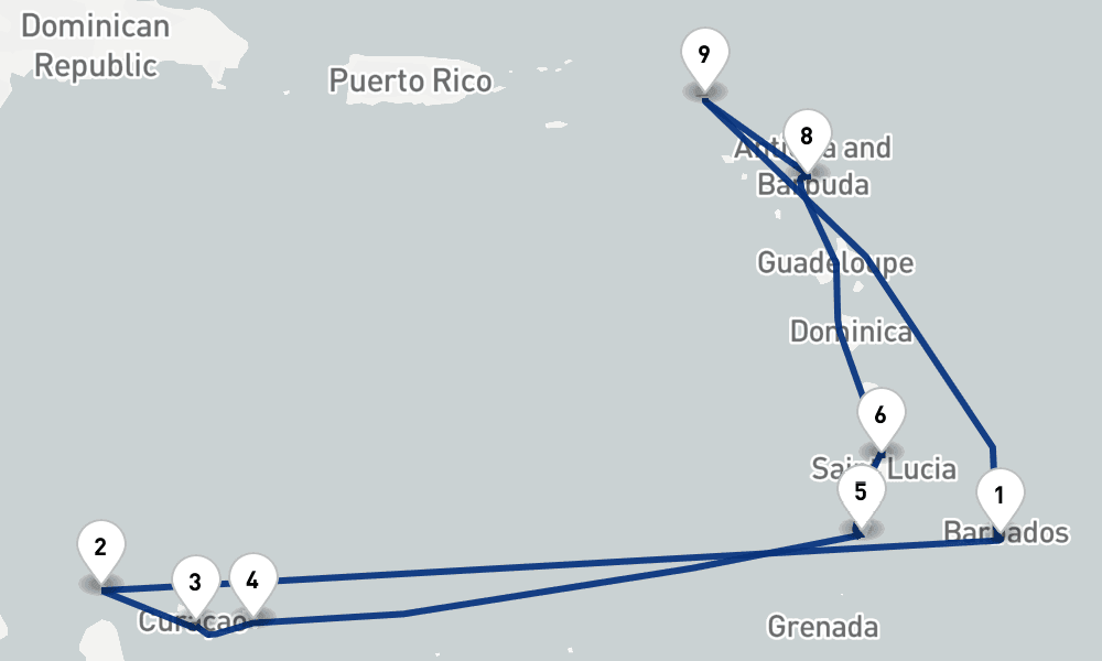 14 nights / 15 days, Bridgetown (Barbados) Round trip