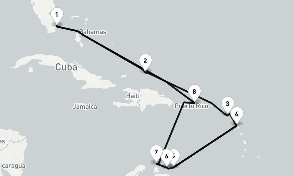 14 nights / 15 days, Miami (Florida) Round trip