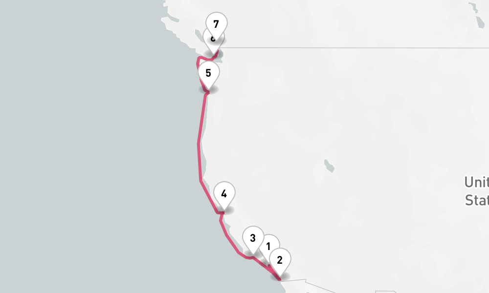 8 nights / 9 days, one-way from Los Angeles (San Pedro / Long Beach) to Vancouver (BC Canada)