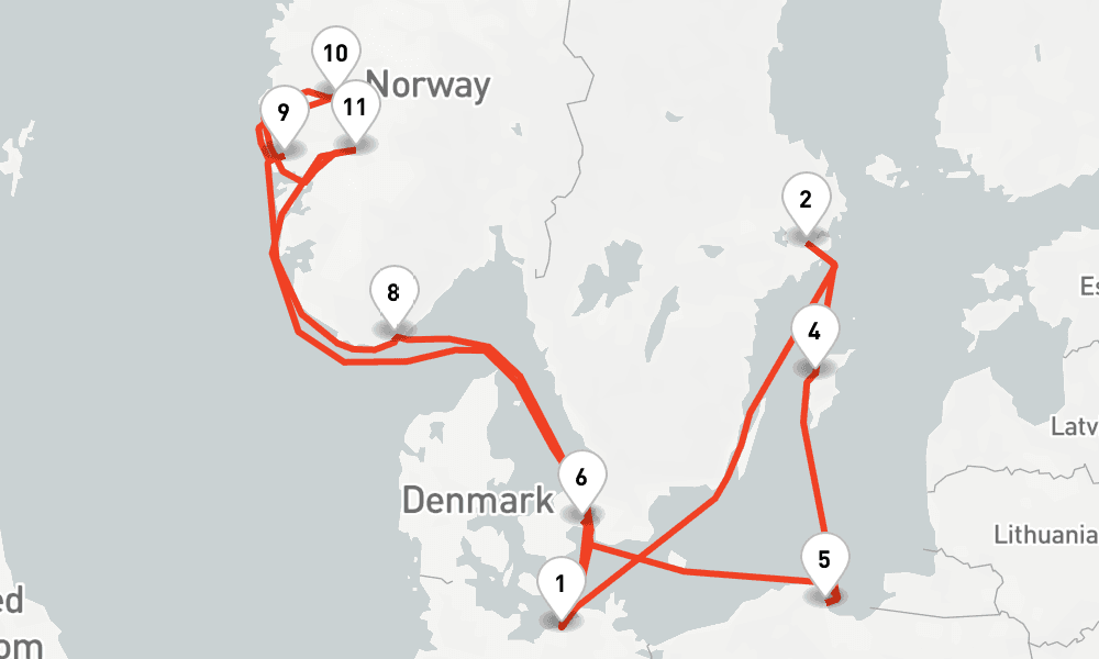 14 nights / 15 days, Warnemunde (Rostock, Germany) Round trip