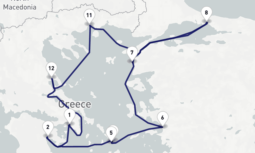 12 nights / 13 days, Piraeus (Athens, Greece) Round trip