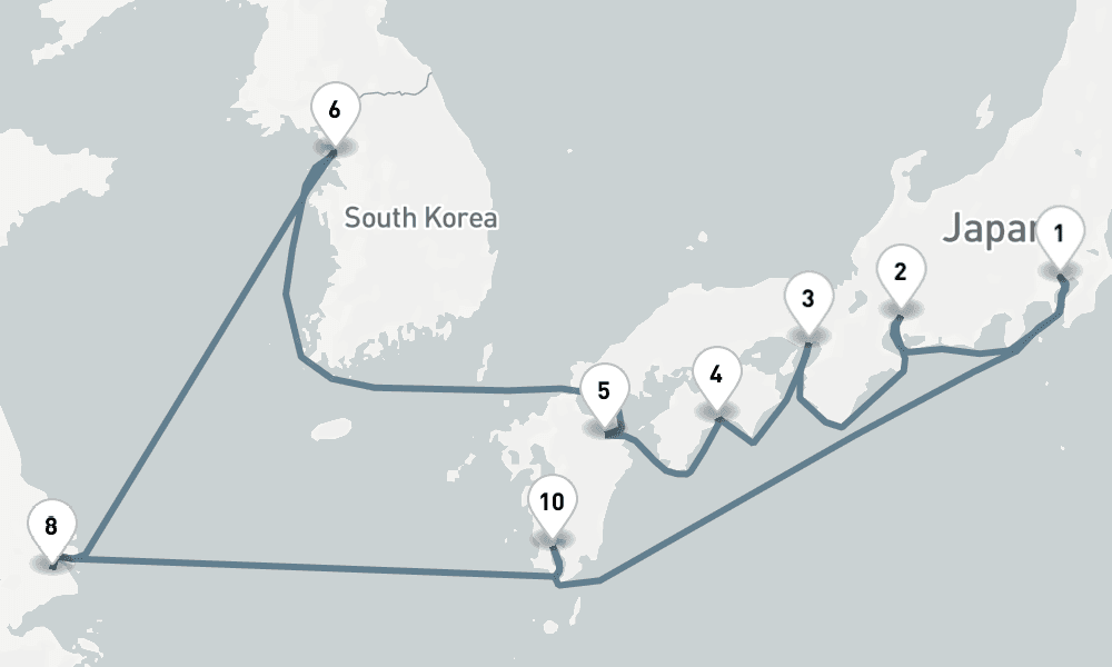 14 nights / 15 days, Tokyo Round trip
