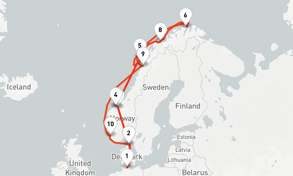 14 nights / 15 days, Kiel Round trip