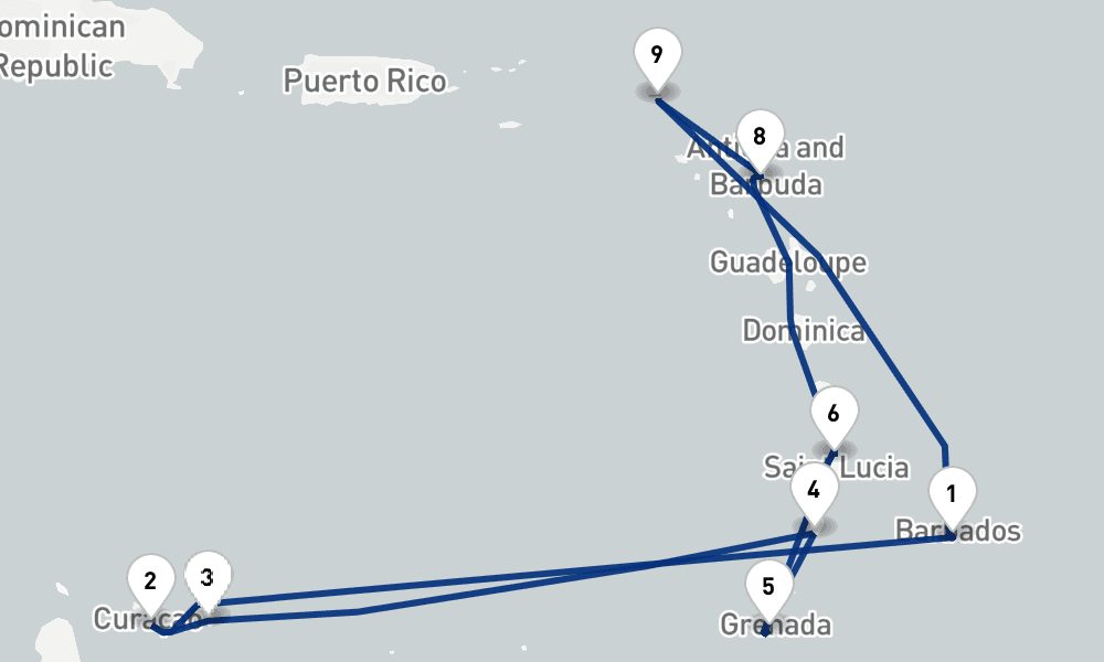 11 nights / 12 days, Bridgetown (Barbados) Round trip