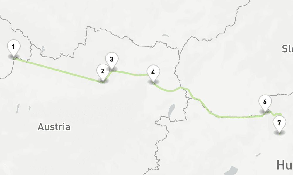 5 nights / 6 days, one-way from Passau to Budapest