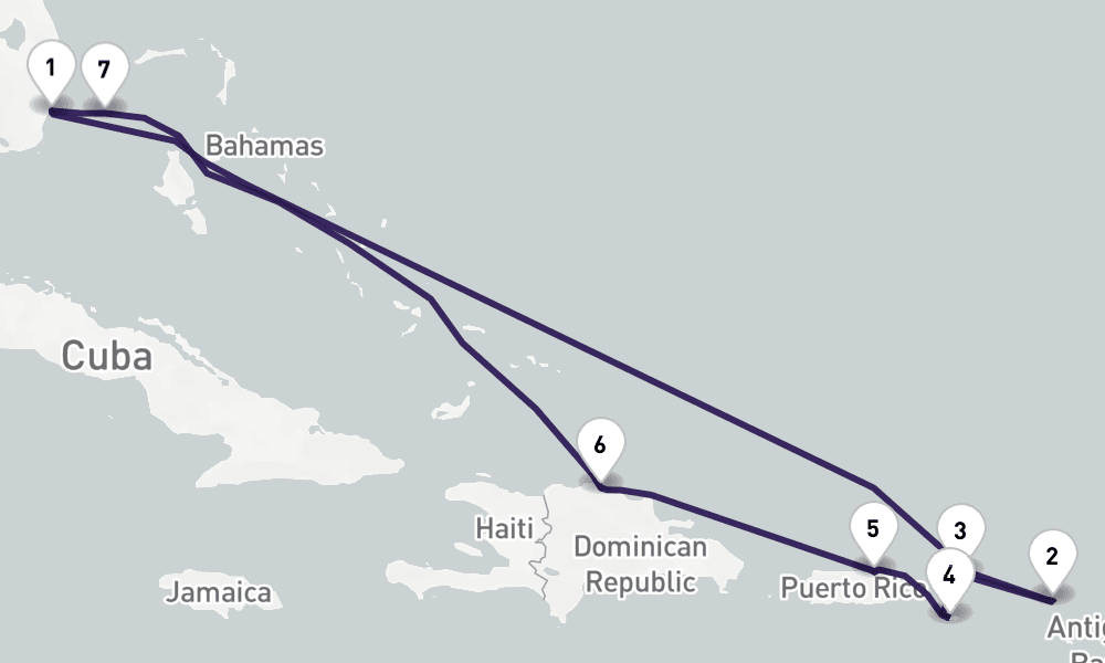 10 nights / 11 days, Miami (Florida) Round trip
