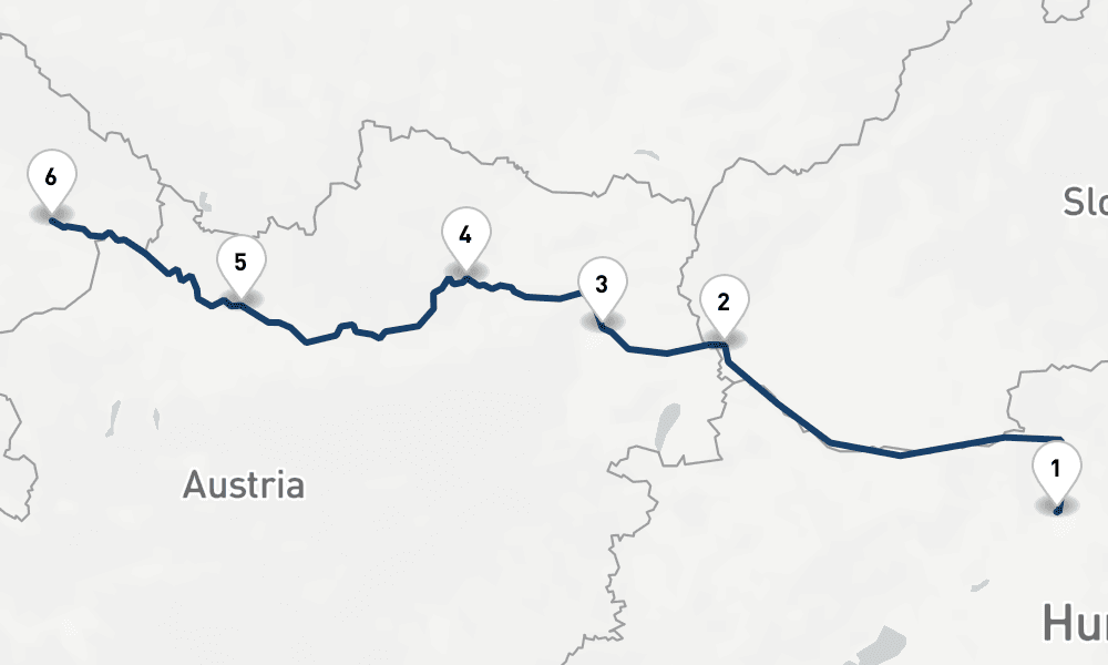 5 nights / 6 days, one-way from Budapest to Vilshofen an der Donau