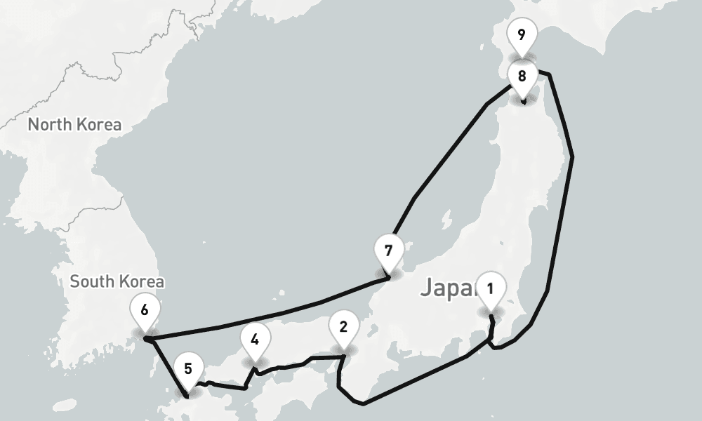 14 nights / 15 days, Tokyo Round trip