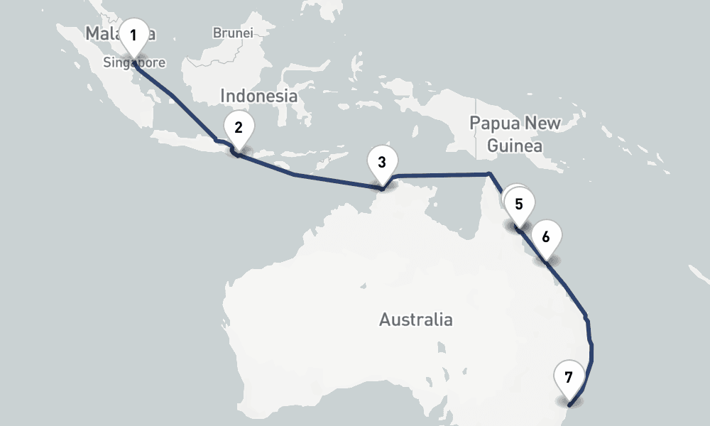 14 Nights  Singapore, Singapore to Sydney, Australia