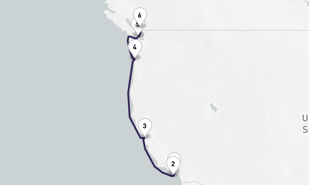 8 nights / 9 days, one-way from Los Angeles (San Pedro / Long Beach) to Vancouver (BC Canada)