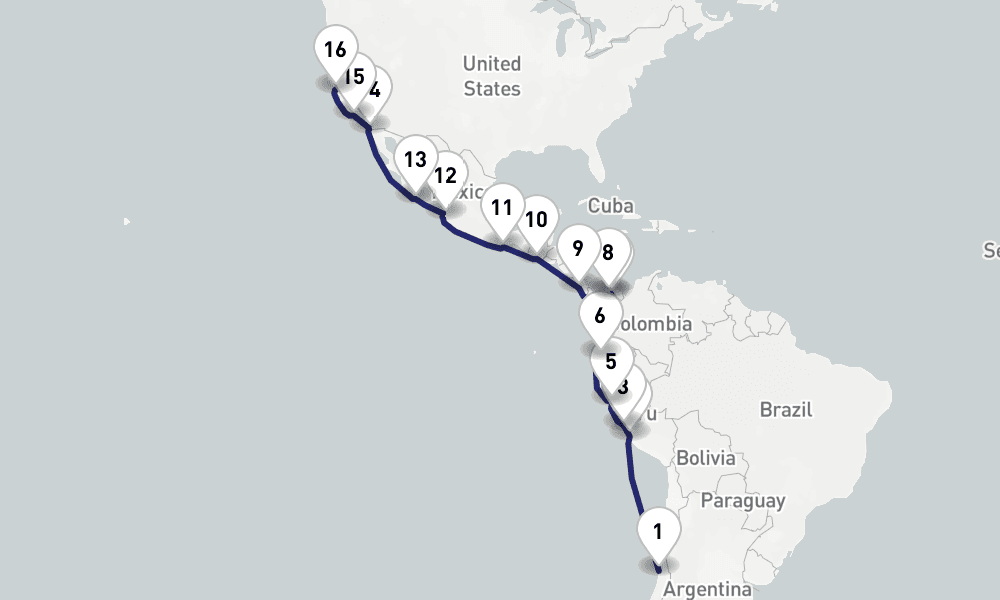 29 nights / 30 days, one-way from Valparaiso (Santiago, Chile) to San Francisco (California)