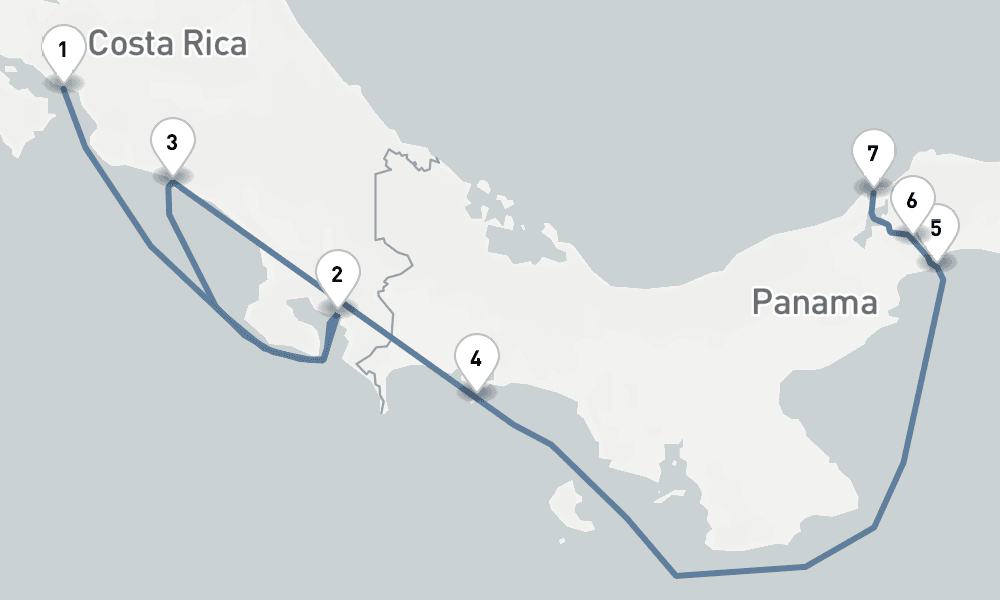 7 nights / 8 days, one-way from Puntarenas (Puerto Caldera, Costa Rica) to Colon
