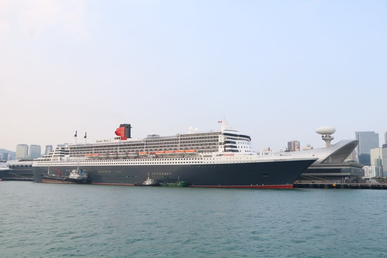 クイーンメリー２で行く東南アジア周遊クルーズ１０日間の旅④QM2船体