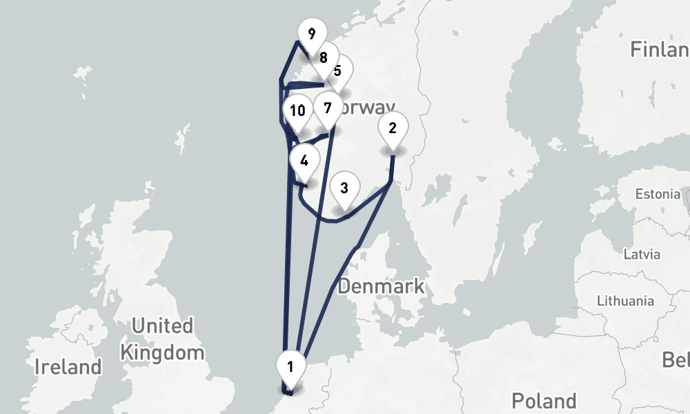 14 days, round-trip Norwegian Fjords Nordfjord 15日間