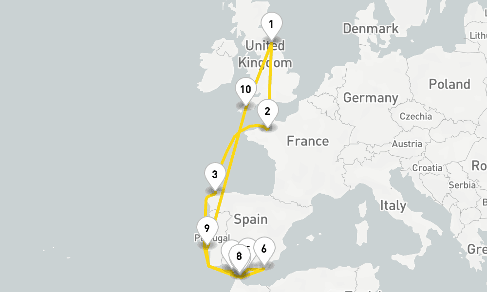 17 days, round-trip Autumn Mediterranean Iberia Sailing 18日間