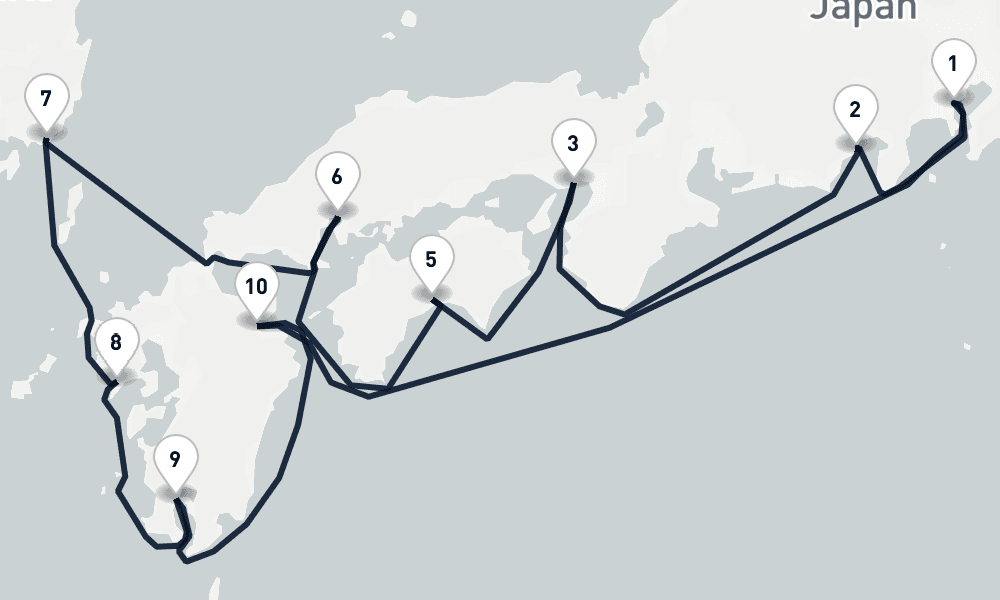 11 days, round-trip The Shoguns Path Tokyo to Tokyo 12日間