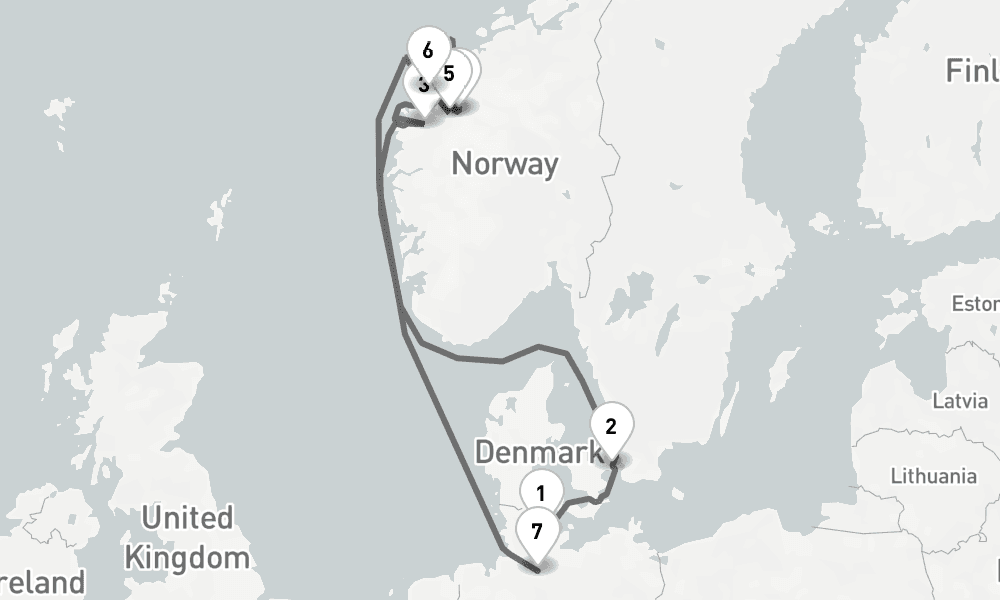 7 days, one-way from Kiel to Hamburg 8日間