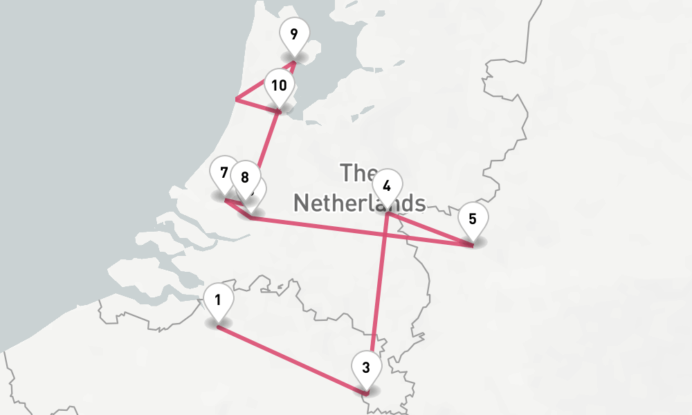 9 days, one-way from Antwerp to Amsterdam 10日間