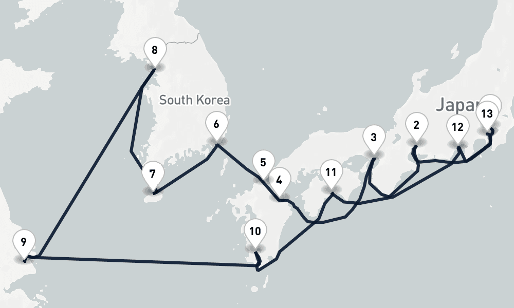 14 days, one-way from Tokyo to Yokohama 15日間