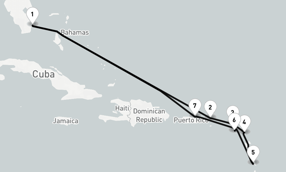 11 days, round-trip Miami, Fl To Miami, Fl 12日間