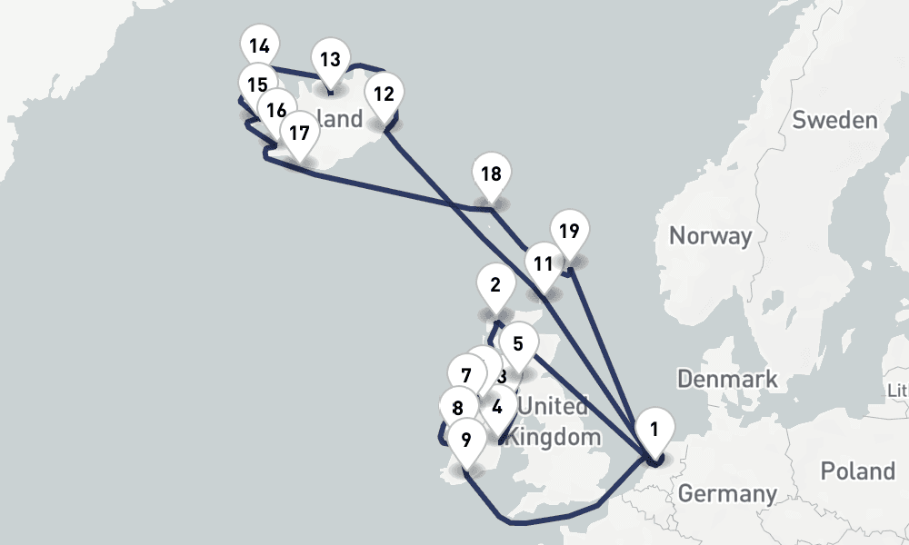 25 days, round-trip Ireland Cliffs Of Moher With Iceland 26日間