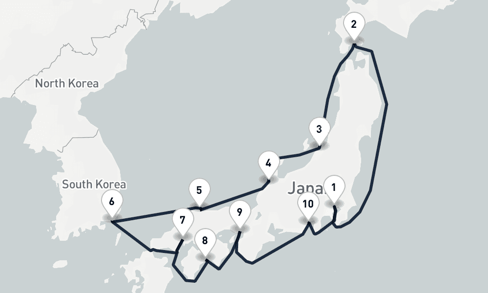 11 days, round-trip Tales of the Orient Tokyo to Tokyo 12日間