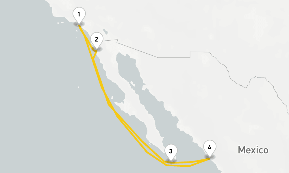 7 days, round-trip Ensenada, Cabo Mazatlan 8日間