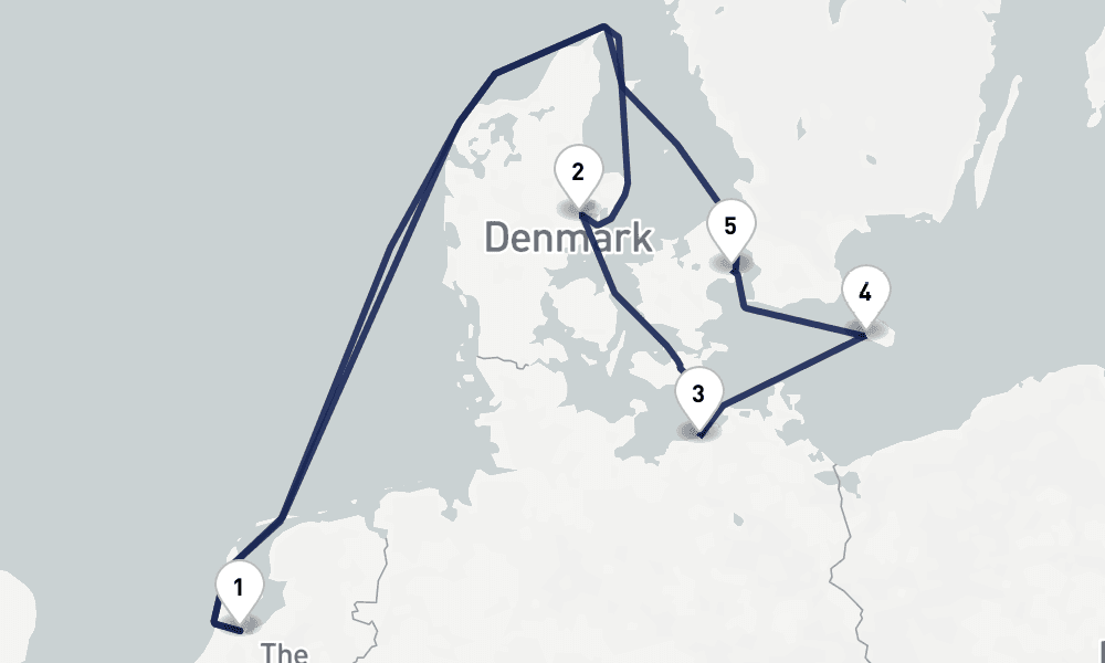 7 days, round-trip Baltic Capitals Denmark 8日間