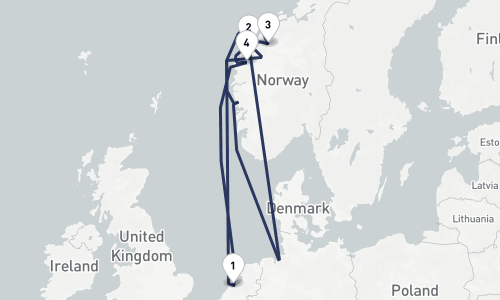 7 days, round-trip Norwegian Fjords Romsdalsfjord 8日間