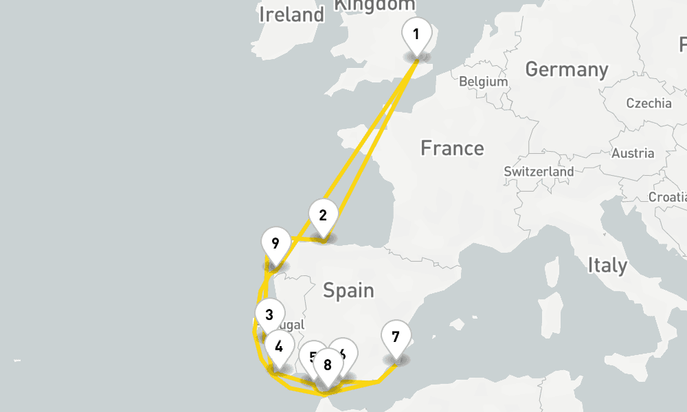 15 days, round-trip Christmas New Year Voyage To Spain Portugal 16日間