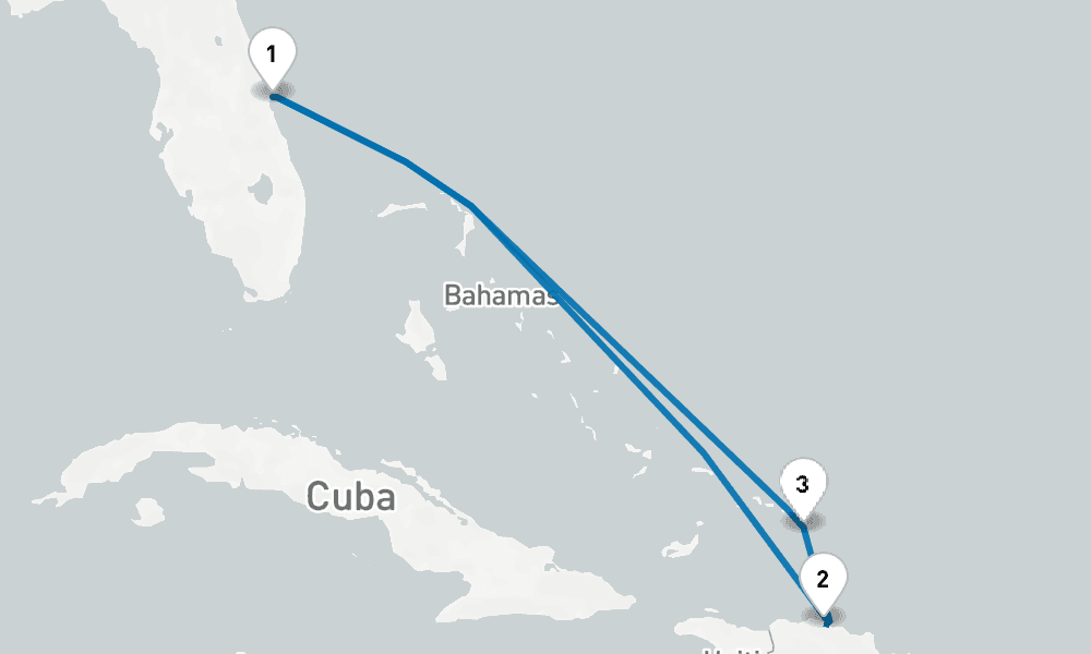 6 days, round-trip Eastern Caribbean with Turks Caicos 7日間