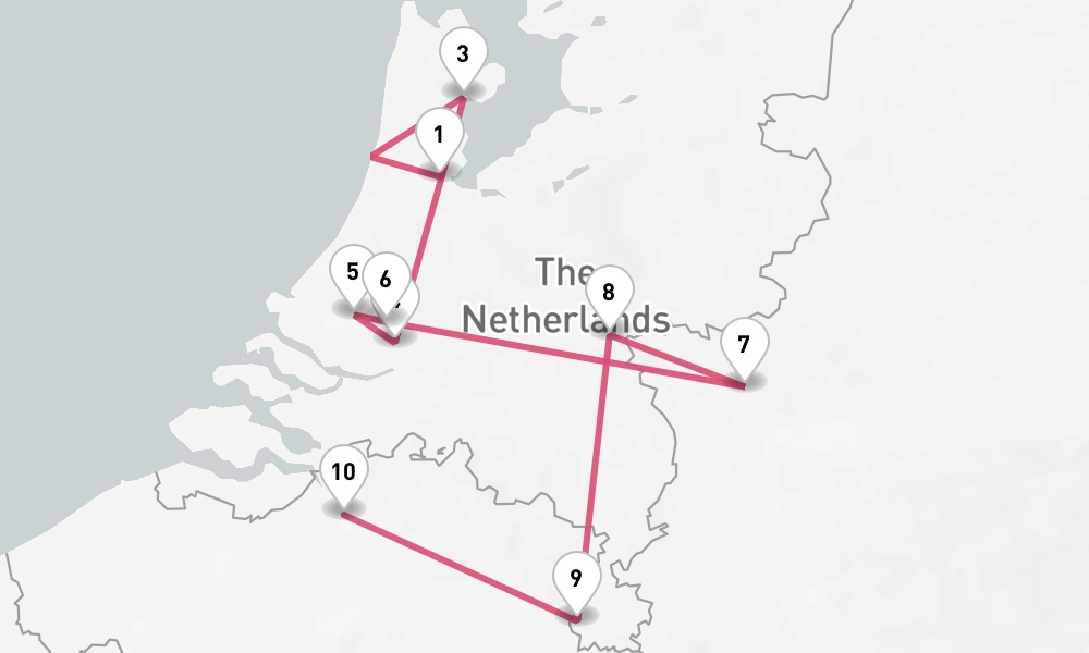 9 days, one-way from Amsterdam to Antwerp 10日間