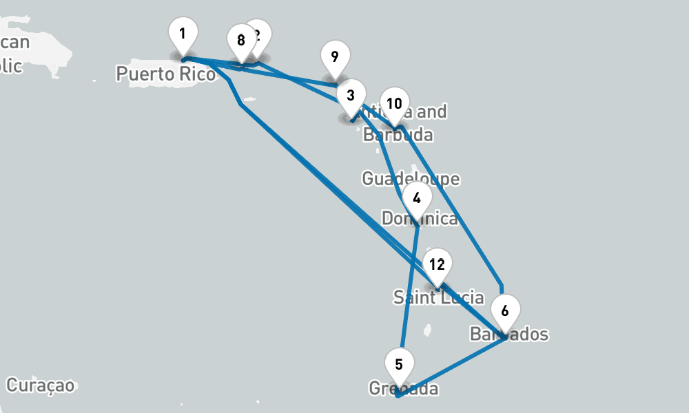 14 days, round-trip Southern Caribbean Adventurer 15日間