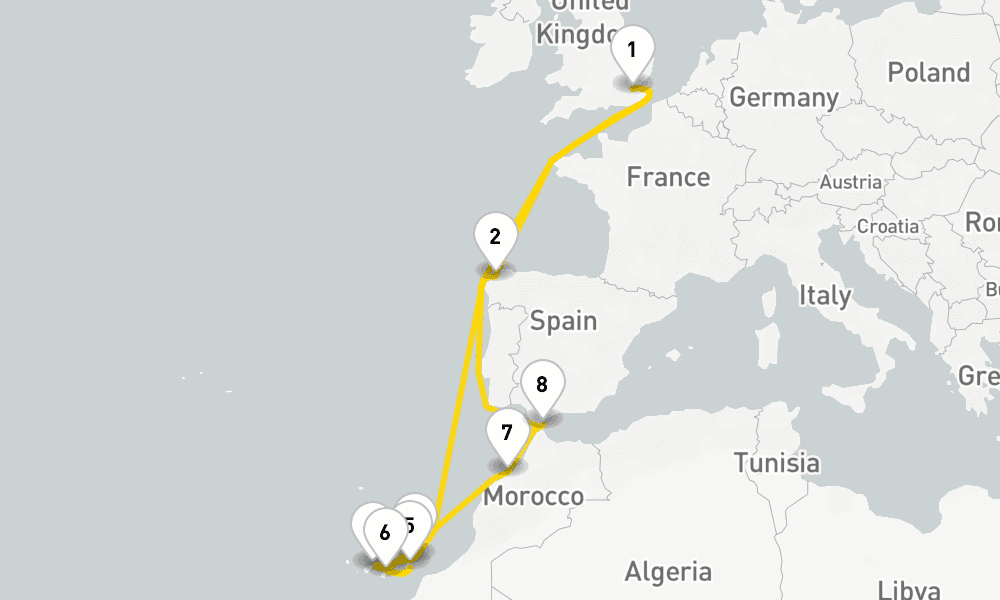 16 days, round-trip Christmas New Year Voyage To The Canaries Morocco 17日間